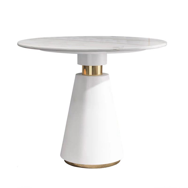 Metal Traditional Luxury Round Table for Dining Room Stone Top Table with Pedestal