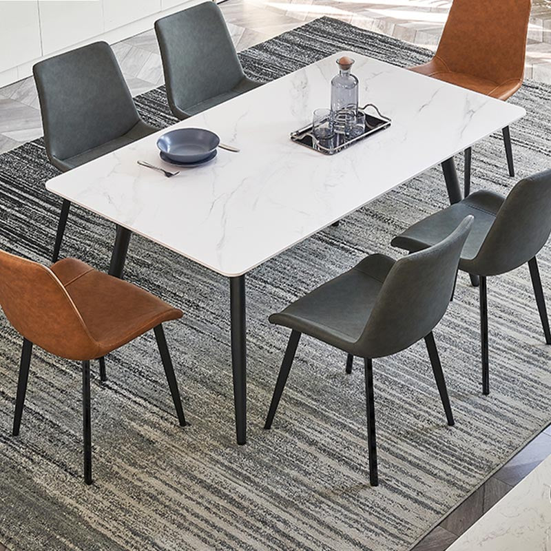 Rectangle 4 Legs Kitchen Table Industrial Sintered Stone Dining Desk
