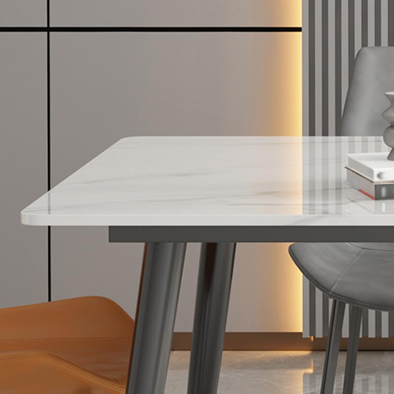 Industrial Stone Rectangle Table Standard Height Dining Table with 4 Legs