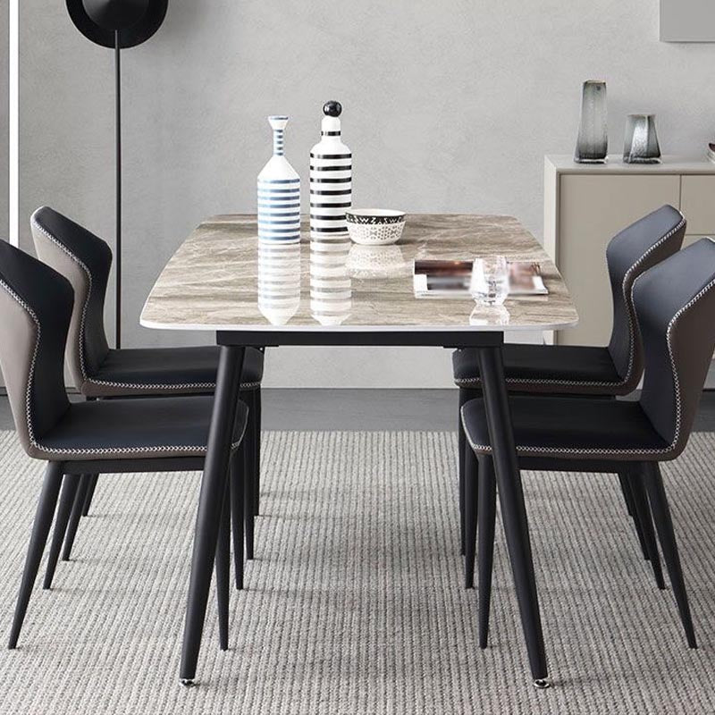 Industrial Stone Rectangle Table Standard Height Dining Table with 4 Legs
