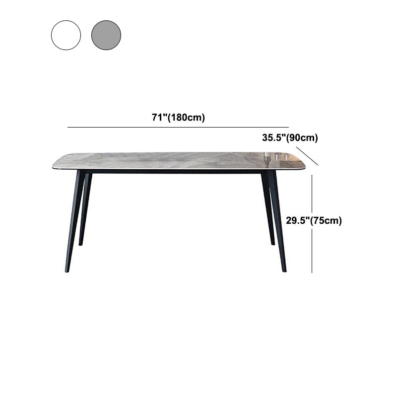 Industrial Stone Rectangle Table Standard Height Dining Table with 4 Legs