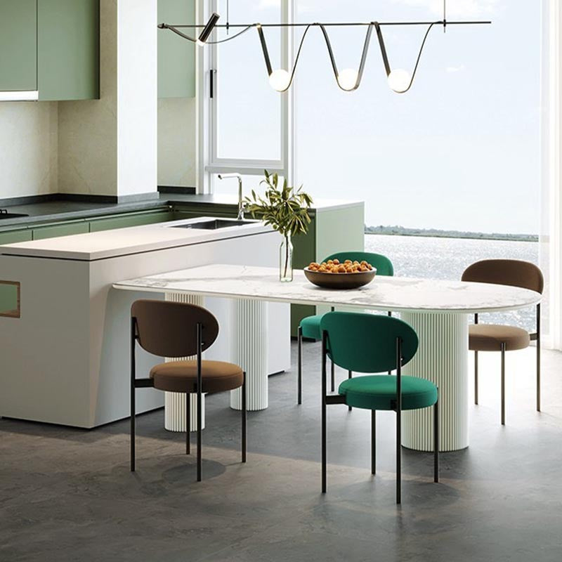Contemporary Style Dining Table Stone 3-foot Dining Site Table for Home