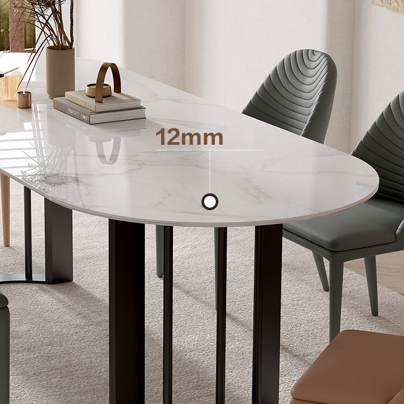 Oval Dining Table Modern Stone Top Dining Table with Double Pedestal