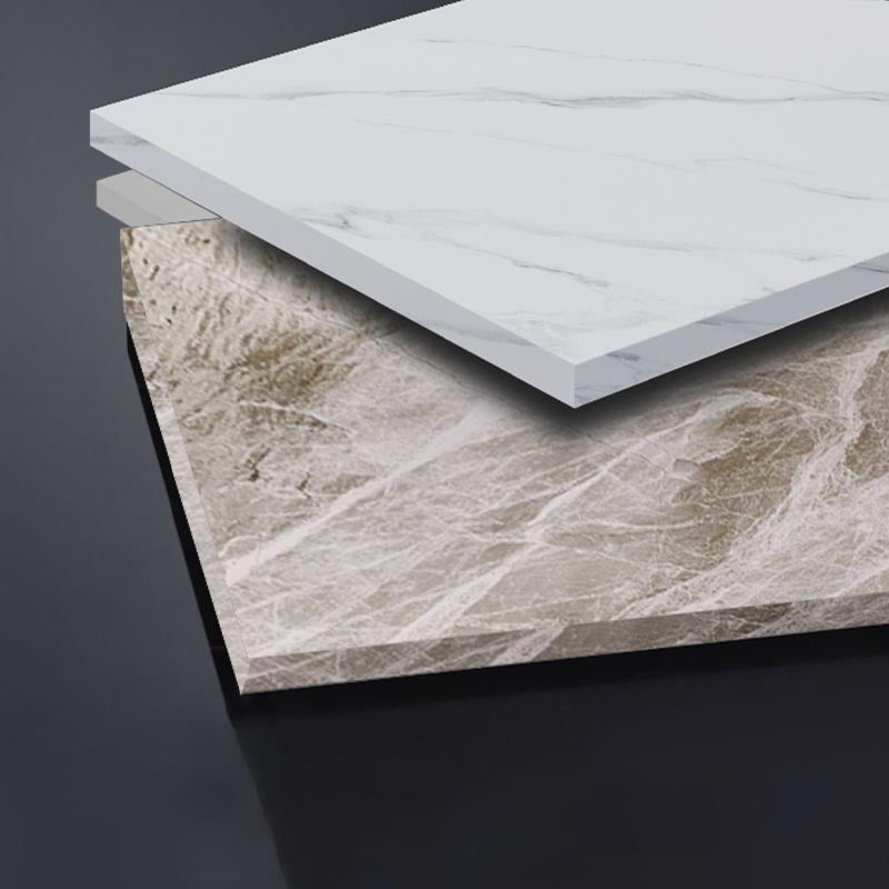 Rectangle Stone Industrial Table Standard Height Dining Table with 4 Legs