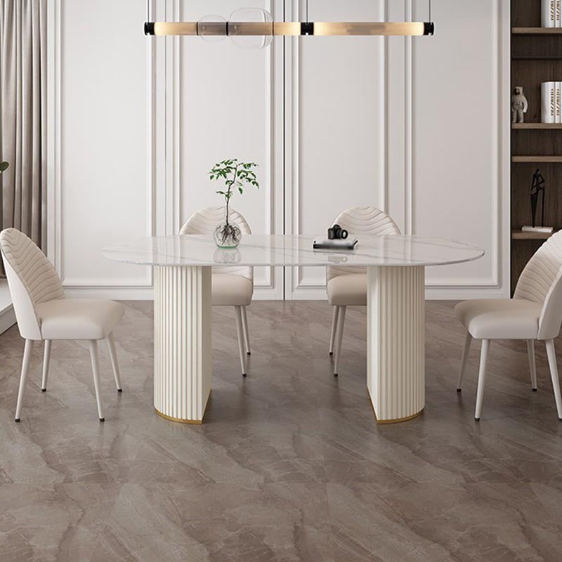 Traditional Luxury Dining Table with White Marble Oval Dining Table for Home