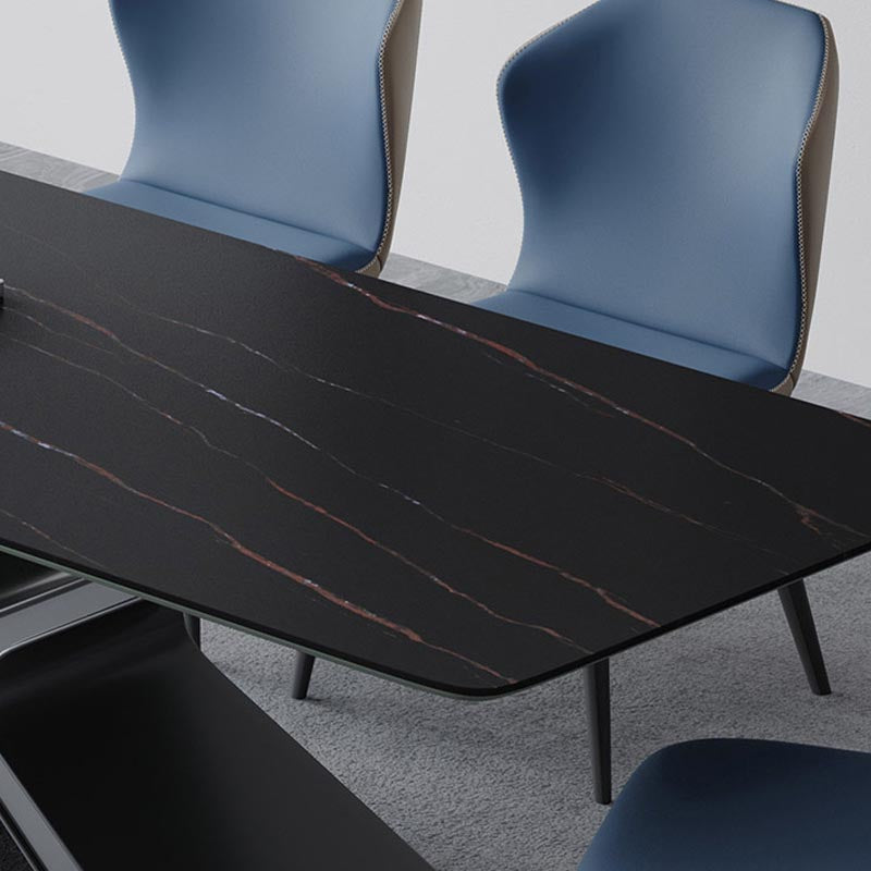 Stone Top Table Traditional Luxury Rectangle Dining Table with Pedestal Base