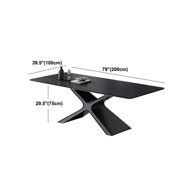 Stone Top Table Traditional Luxury Rectangle Dining Table with Pedestal Base