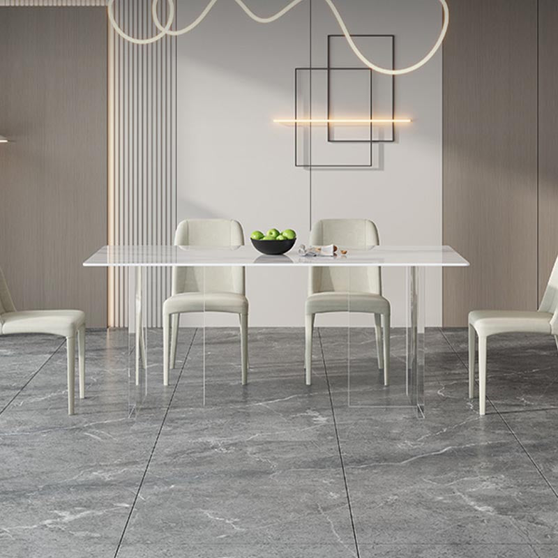 Stone Top Dining Table Modern Rectangle Dining Table with Sled Base