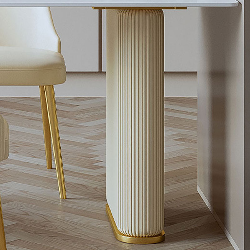 Stone Top Dining Table Contemporary Dining Table with Sled Base in White