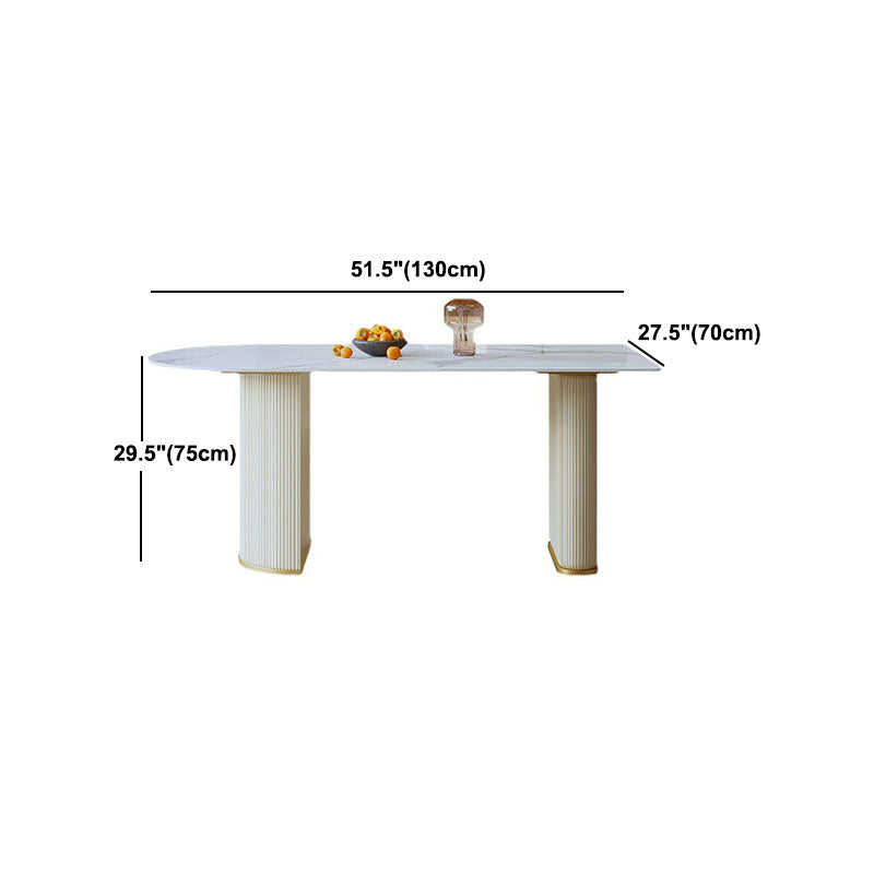 Stone Top Dining Table Contemporary Dining Table with Sled Base in White