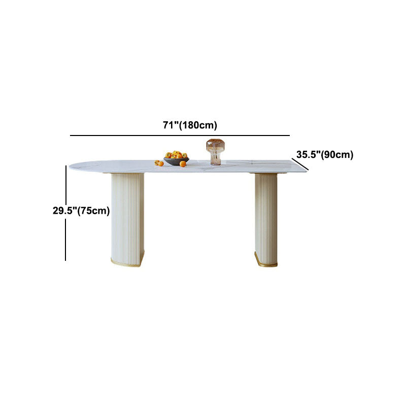 Stone Top Dining Table Contemporary Dining Table with Sled Base in White
