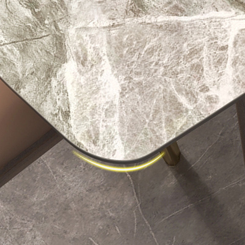 Stone Top Dining Table Mid-Century Modern Dining Table with 4 Wood Legs