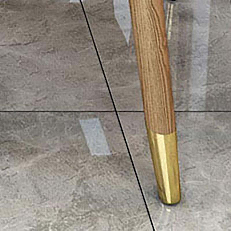 Stone Top Dining Table Mid-Century Modern Dining Table with 4 Wood Legs