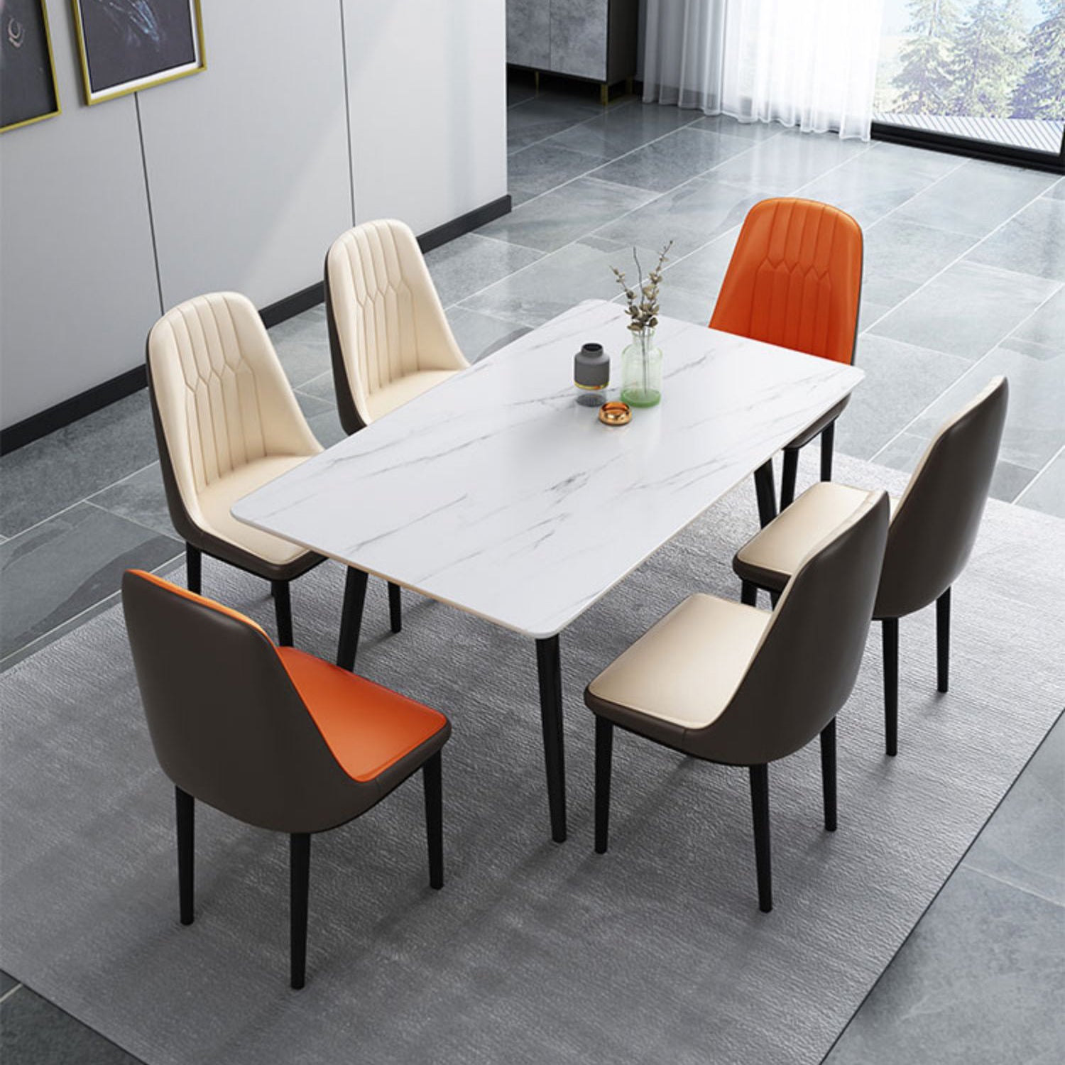 Glam Faux Leather Dining Chair Parsons Chair in Matte Finish for Brasserie