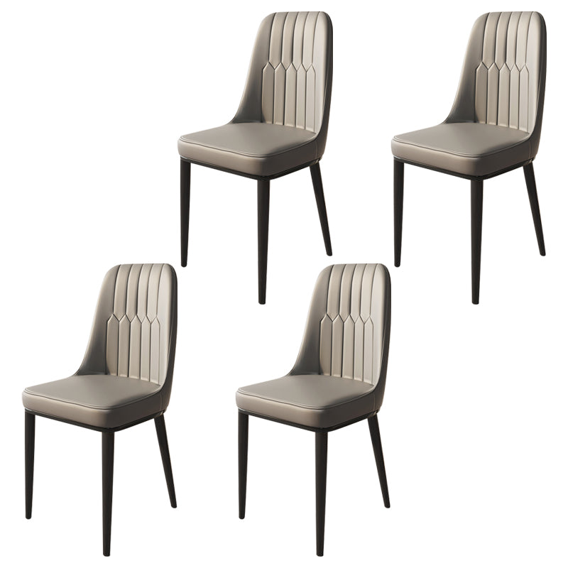 Glam Faux Leather Dining Chair Parsons Chair in Matte Finish for Brasserie