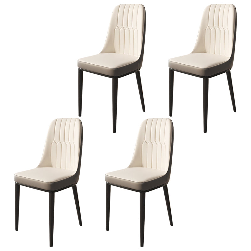 Glam Faux Leather Dining Chair Parsons Chair in Matte Finish for Brasserie