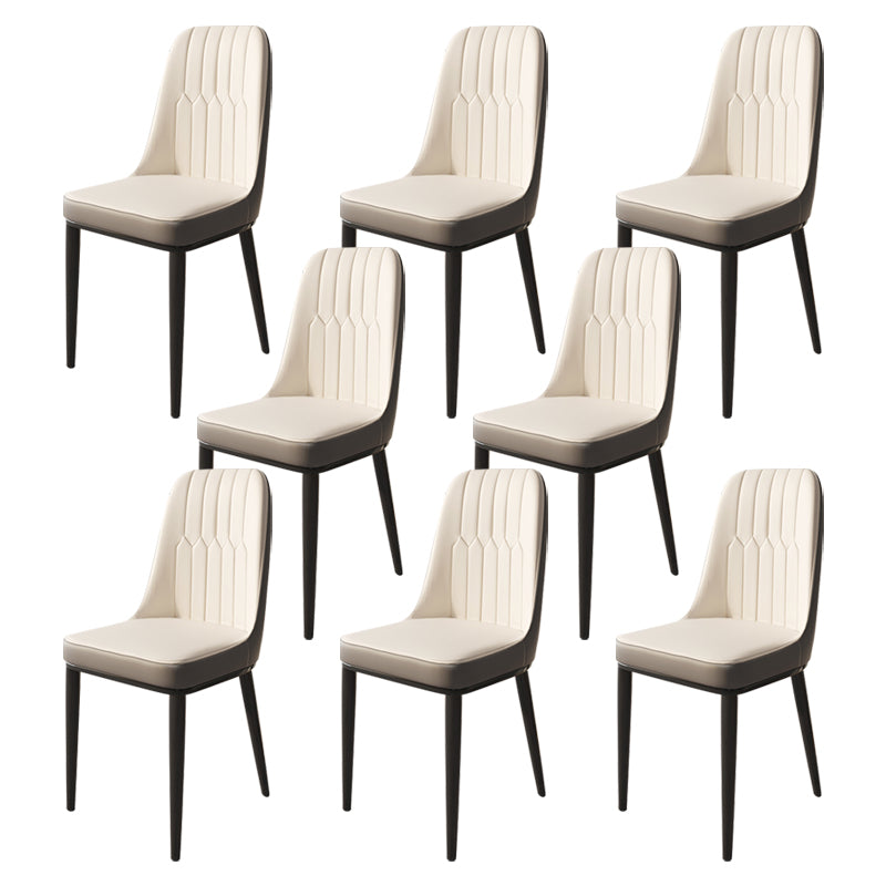Glam Faux Leather Dining Chair Parsons Chair in Matte Finish for Brasserie