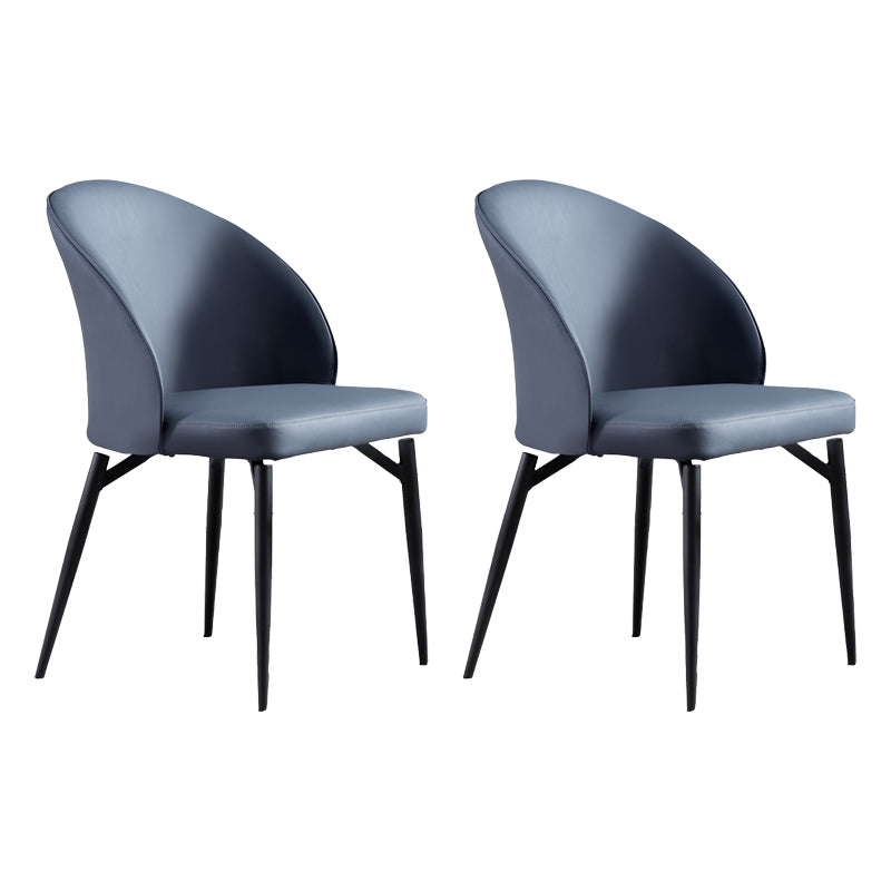 Modern Style Faux Leather Dining Chair Armless Metal Side Chair for Home Use