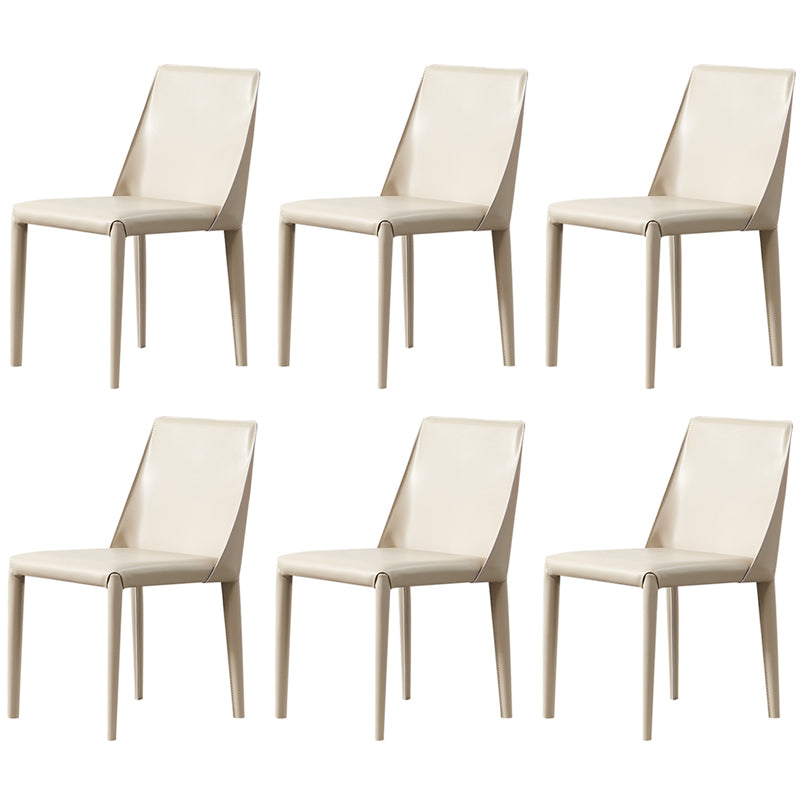 Modern Style Leather Dining Chair Armless Metal Side Chair for Home Use
