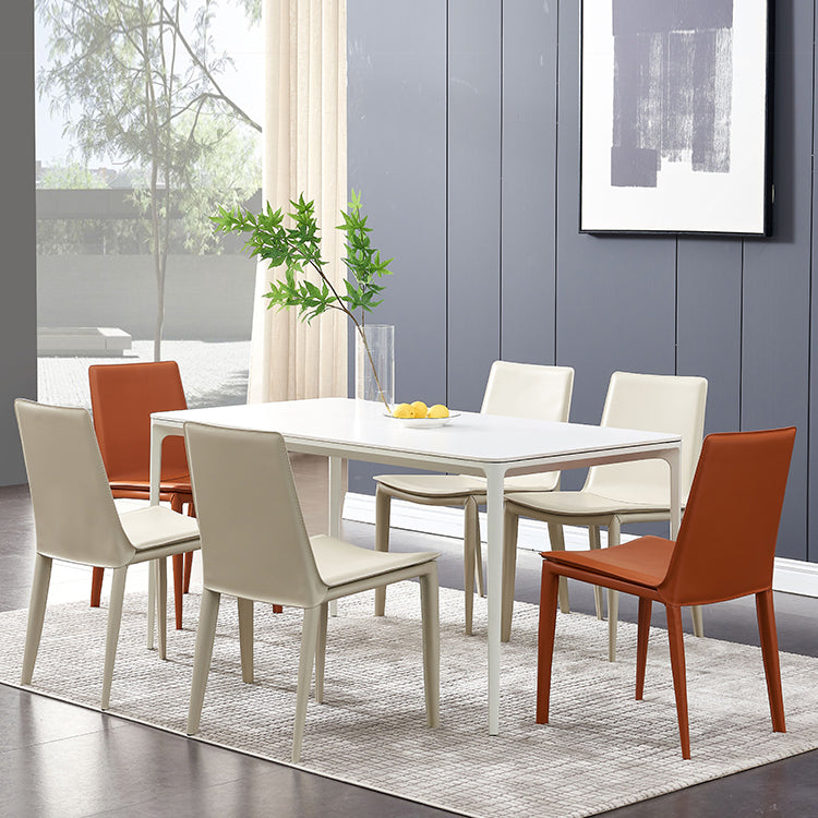 Modern Style Leather Dining Room Chair Armless Metal Side Chair for Home Use