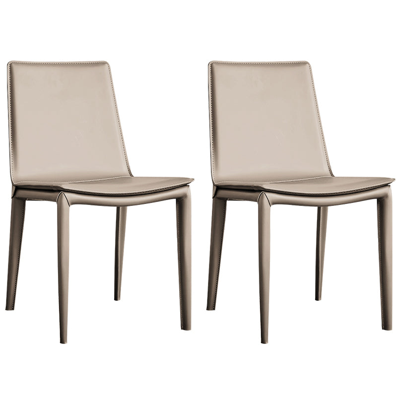 Modern Style Leather Dining Room Chair Armless Metal Side Chair for Home Use