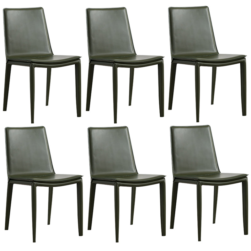 Modern Style Leather Dining Room Chair Armless Metal Side Chair for Home Use