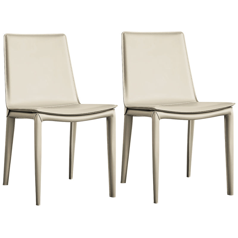 Modern Style Leather Dining Room Chair Armless Metal Side Chair for Home Use