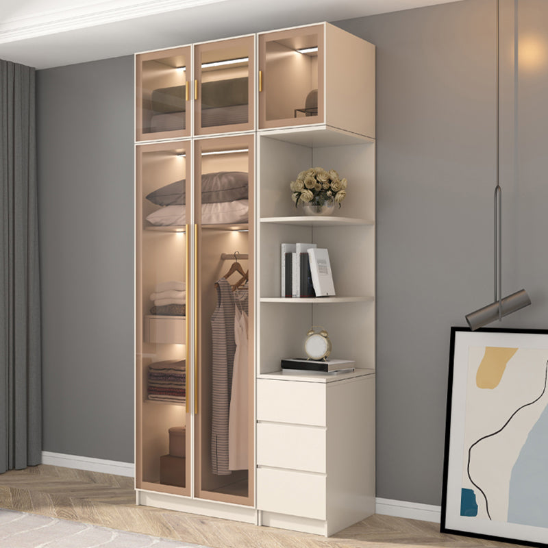 Clear Glass Door Storage Cabinet Contemporary Hinged Door Wardrobe for Home