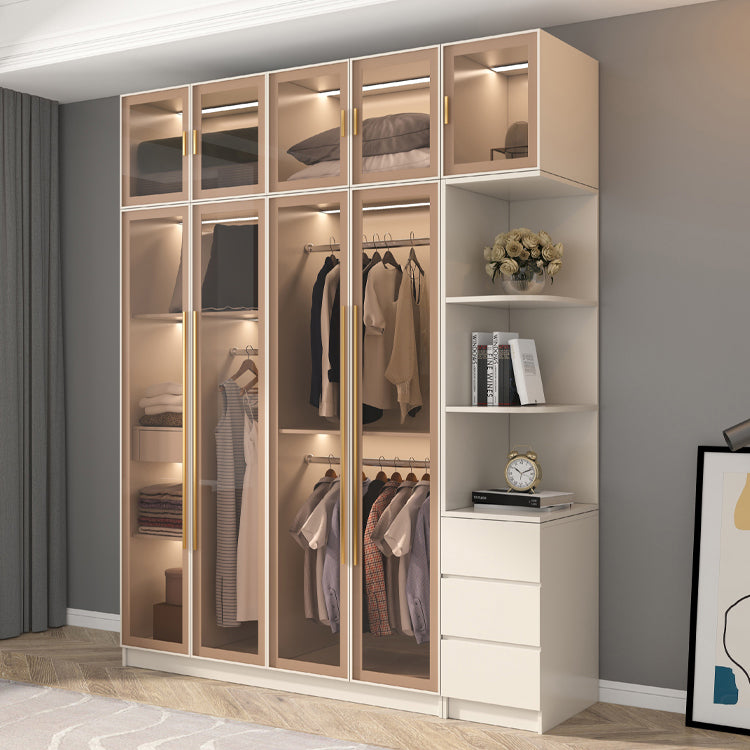 Clear Glass Door Storage Cabinet Contemporary Hinged Door Wardrobe for Home