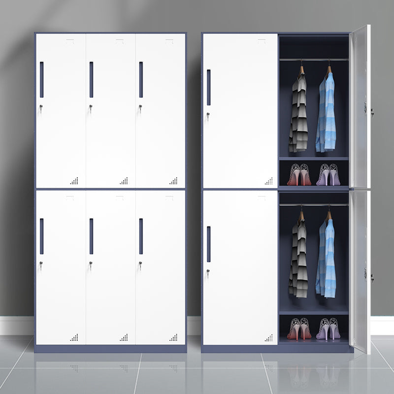 Modern Steel Wardrobe Cabinet White and Grey Wardrobe Armoire