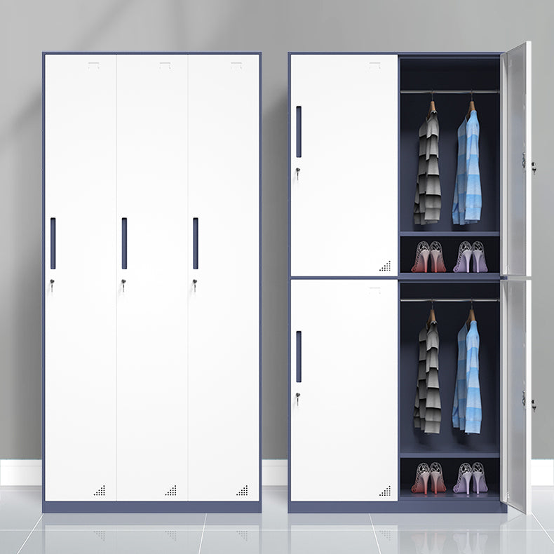 Modern Steel Wardrobe Cabinet White and Grey Wardrobe Armoire