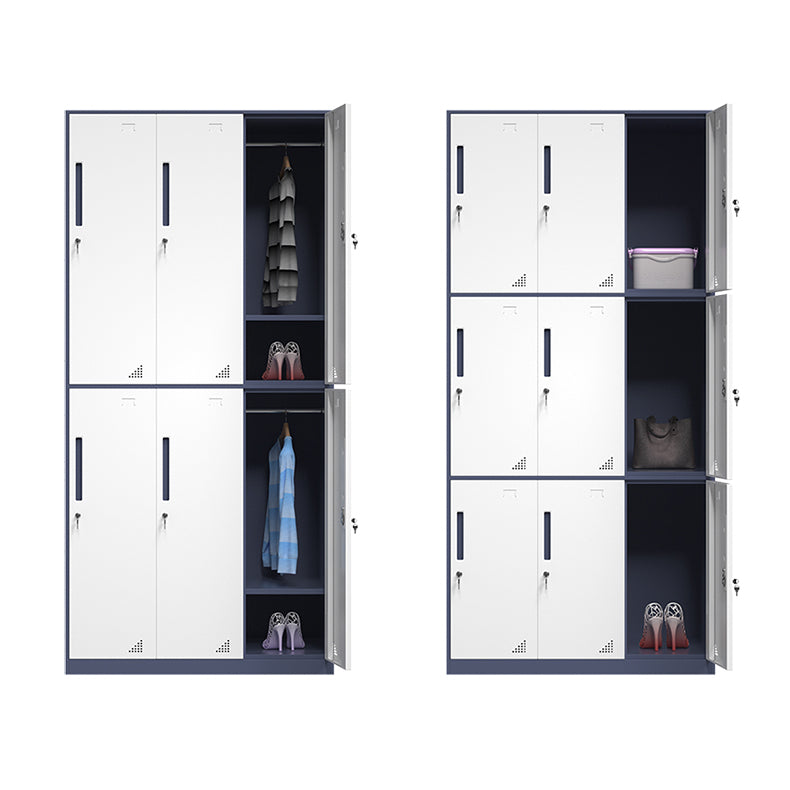 Modern Steel Wardrobe Cabinet White and Grey Wardrobe Armoire