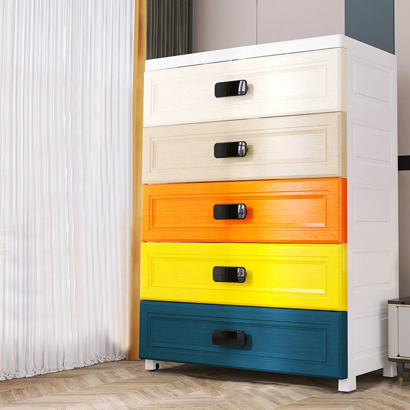 Modern Style Non-Hanging Armoire Plastic Home Storage Cabinet with Drawers