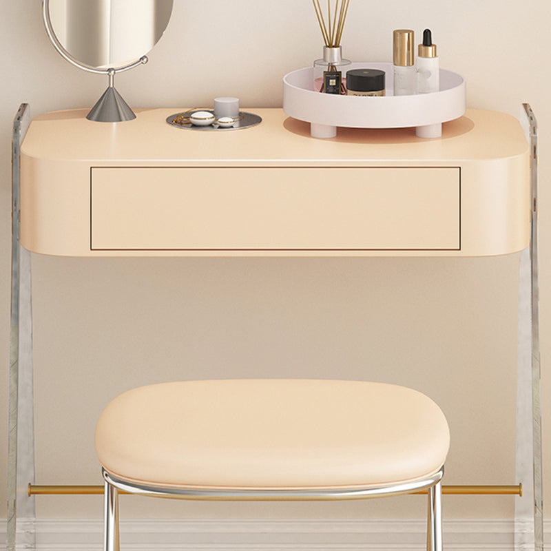 Contemporary 1 Drawer Makeup Vanity Desk Wood and Acrylic Dressing Table