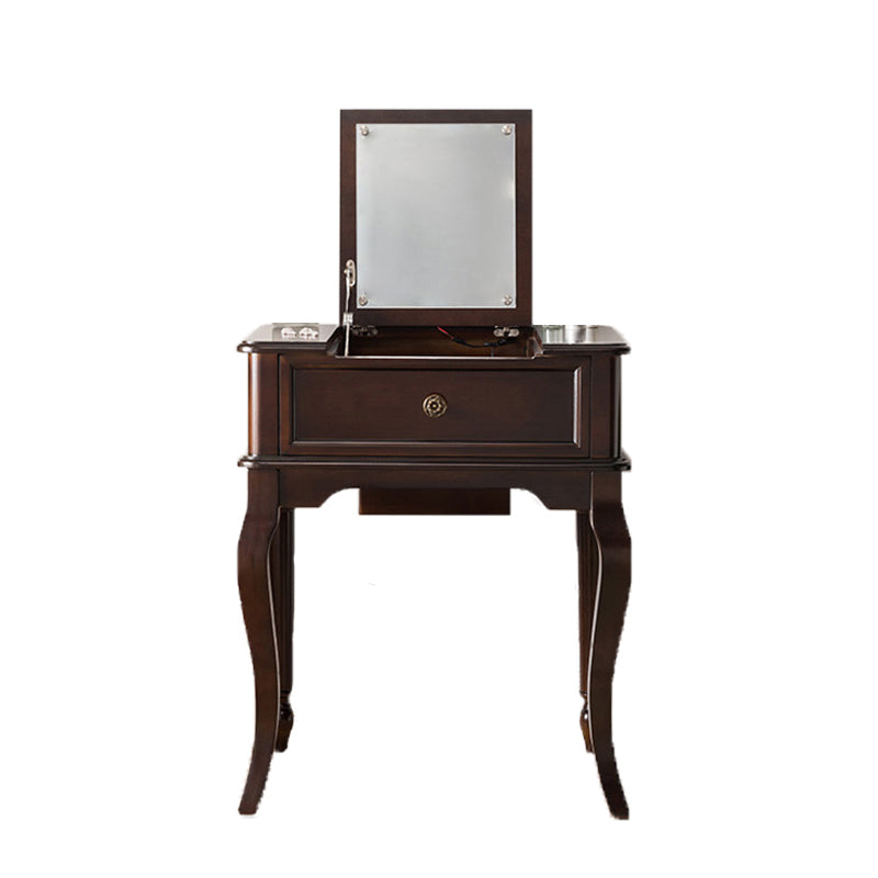 Traditional Flip-Top Vanity Dressing Table Wooden Makeup Vanity Set