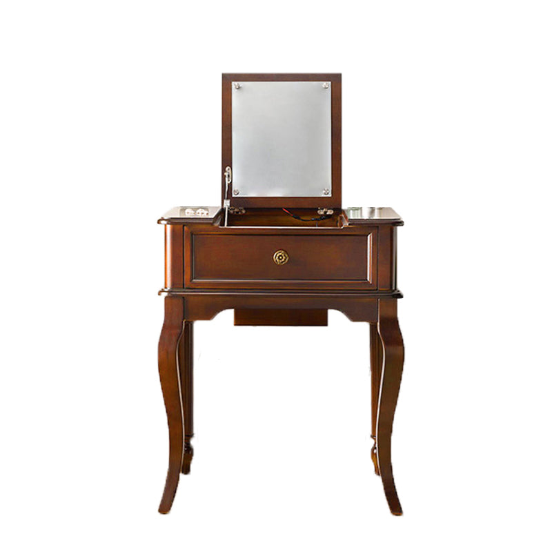 Traditional Flip-Top Vanity Dressing Table Wooden Makeup Vanity Set