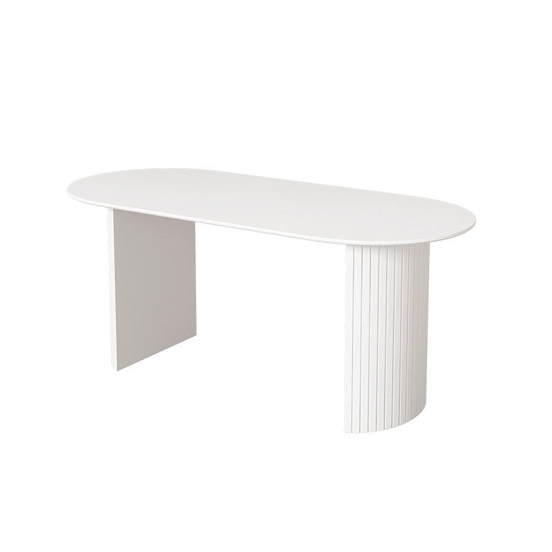 Contemporary Style Dining Table Stone Double Pedestal Dining Site Table