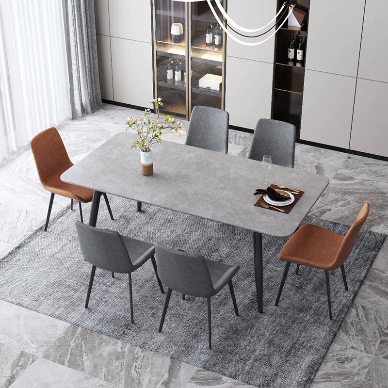 Black Metal Frame Industrial Rectangle Dining Table Sintered Stone Table for Home