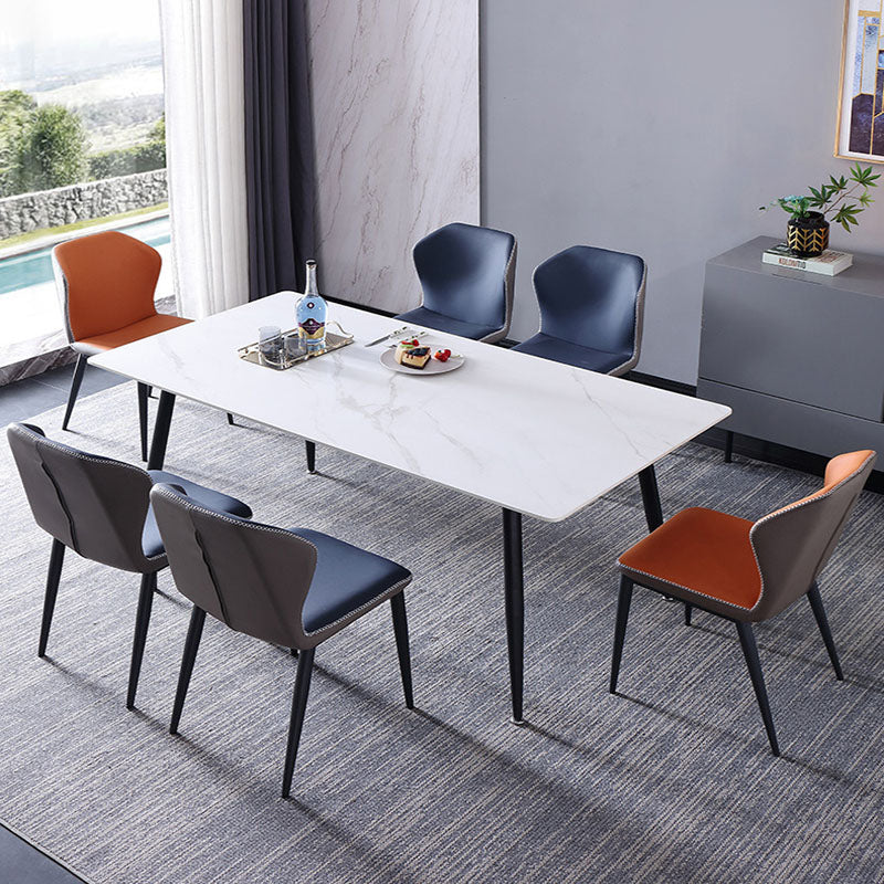 Black Metal Frame Industrial Rectangle Dining Table Sintered Stone Table for Home