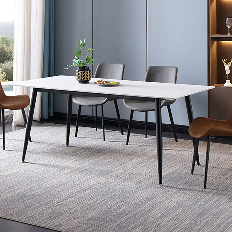 Black Metal Frame Industrial Rectangle Dining Table Sintered Stone Table for Home