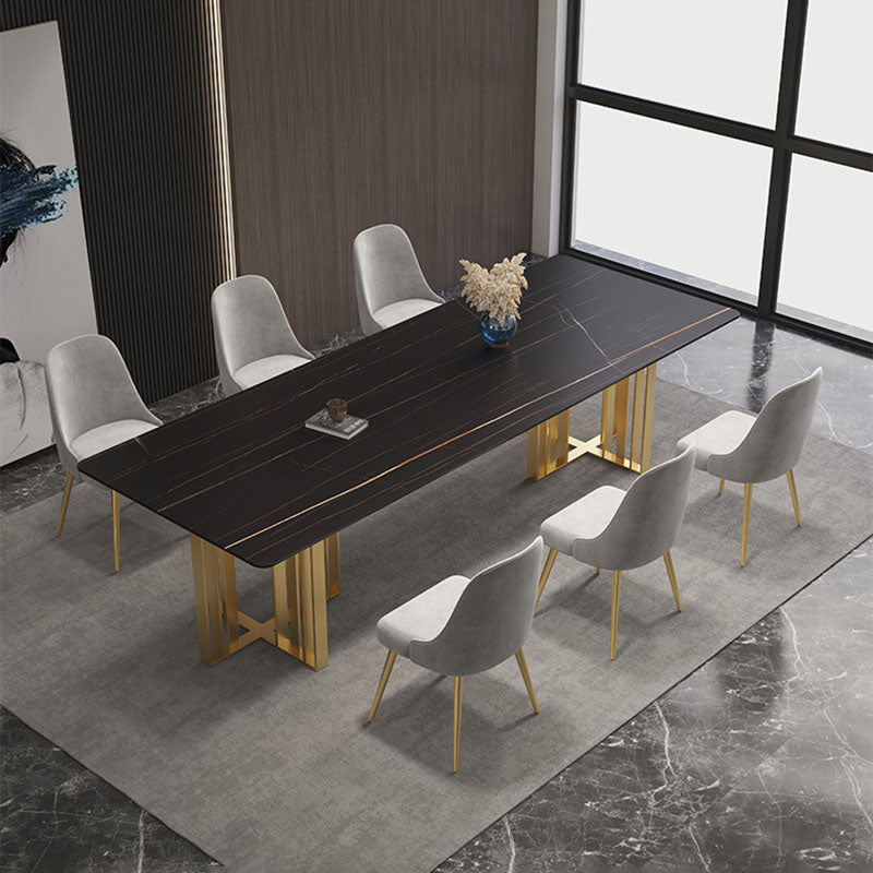 Industrial Style Dining Table Sintered Stone Rectangle Table for Dining Room