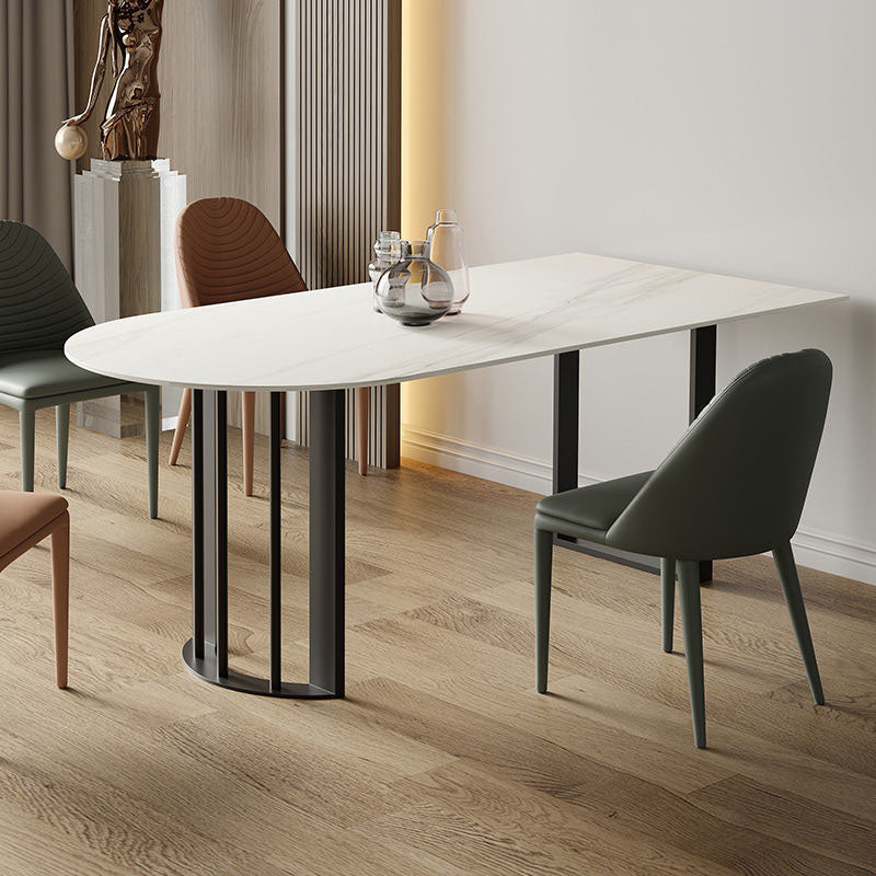 Stone Dining Room Collection Contemporary Double Pedestal Dining Table for Home
