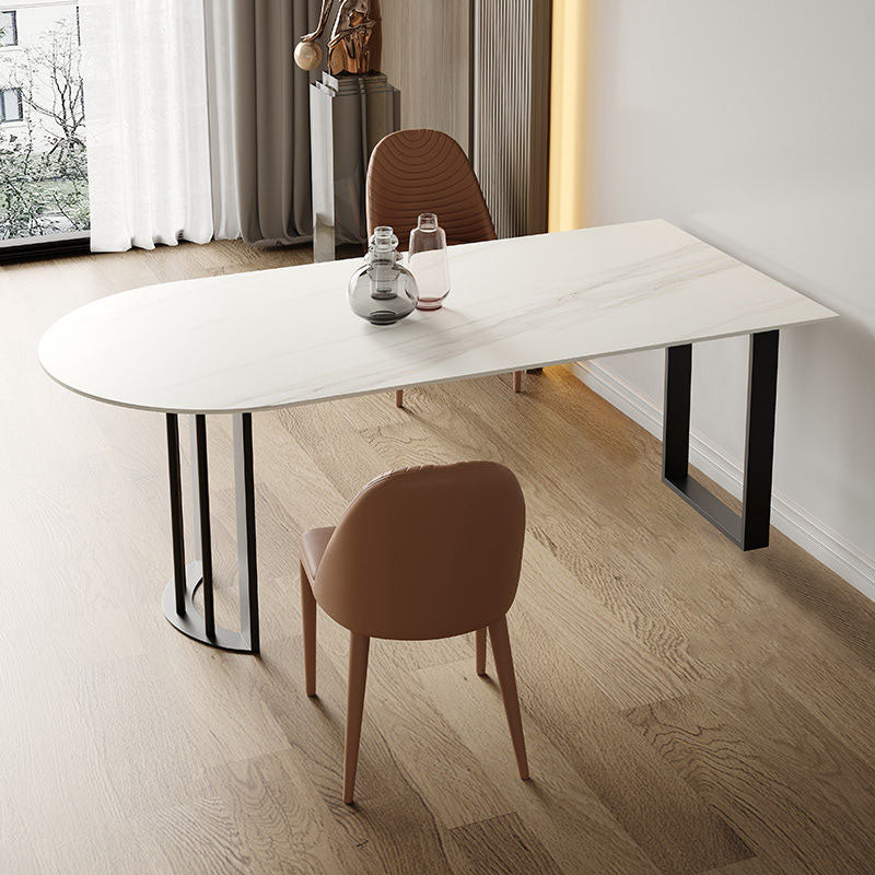 Stone Dining Room Collection Contemporary Double Pedestal Dining Table for Home