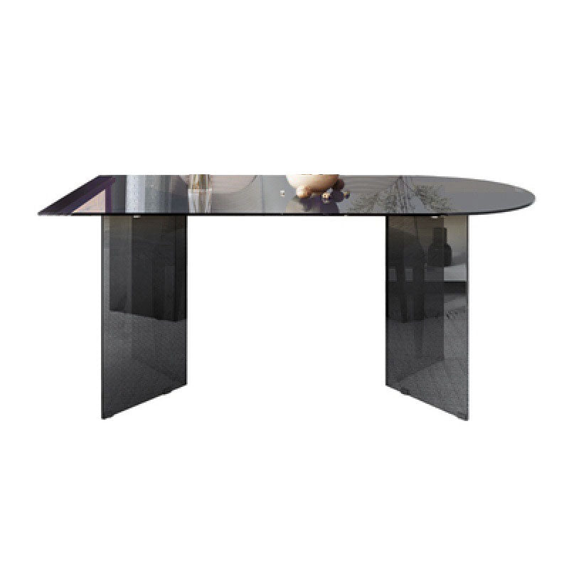 Glass Dining Room Collection Contemporary Double Pedestal Dining Table
