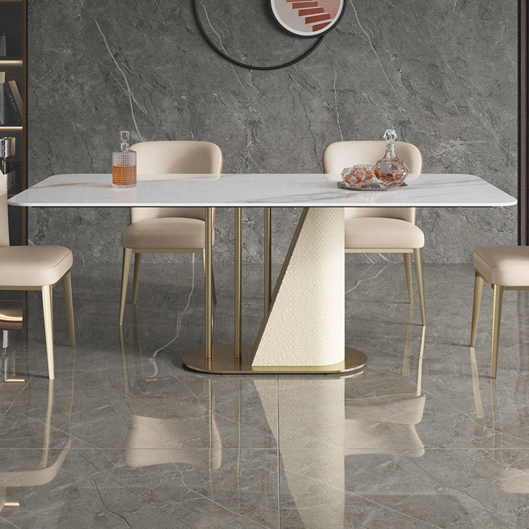 Gold Pedestal Casual Dining Table Traditional Luxury Rectangle Dining Table