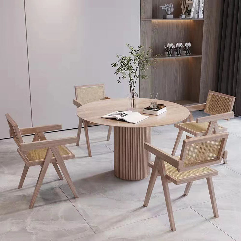 Solid Wood Dining Table Contemporary Dining Site Table with Pedestal Base