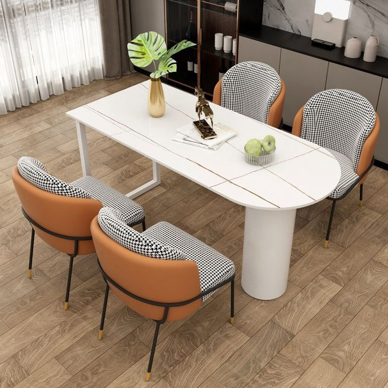 Free Form Sintered Stone Dining Table Modern Dining Table with Double Pedestal for Home