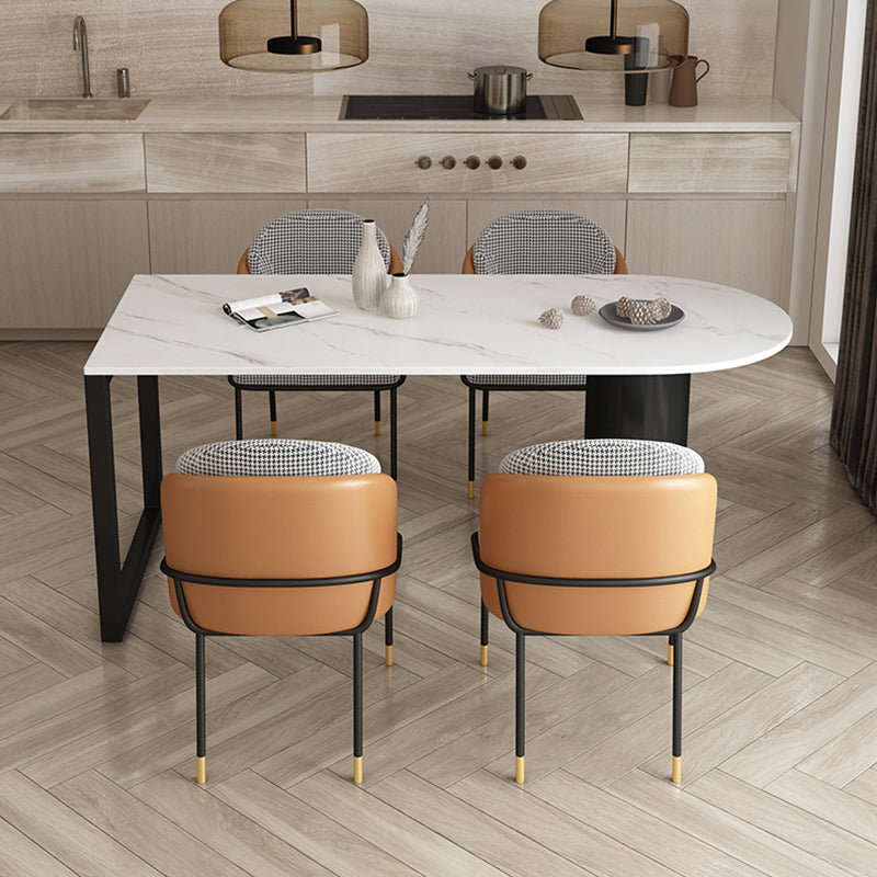 Free Form Sintered Stone Dining Table Modern Dining Table with Double Pedestal for Home