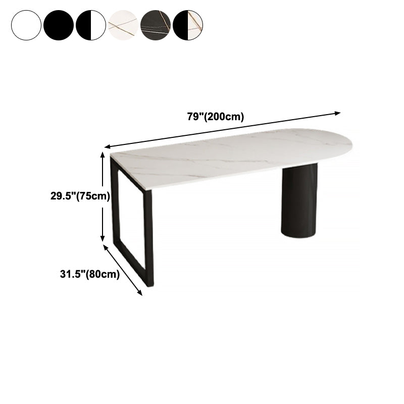 Free Form Sintered Stone Dining Table Modern Dining Table with Double Pedestal for Home