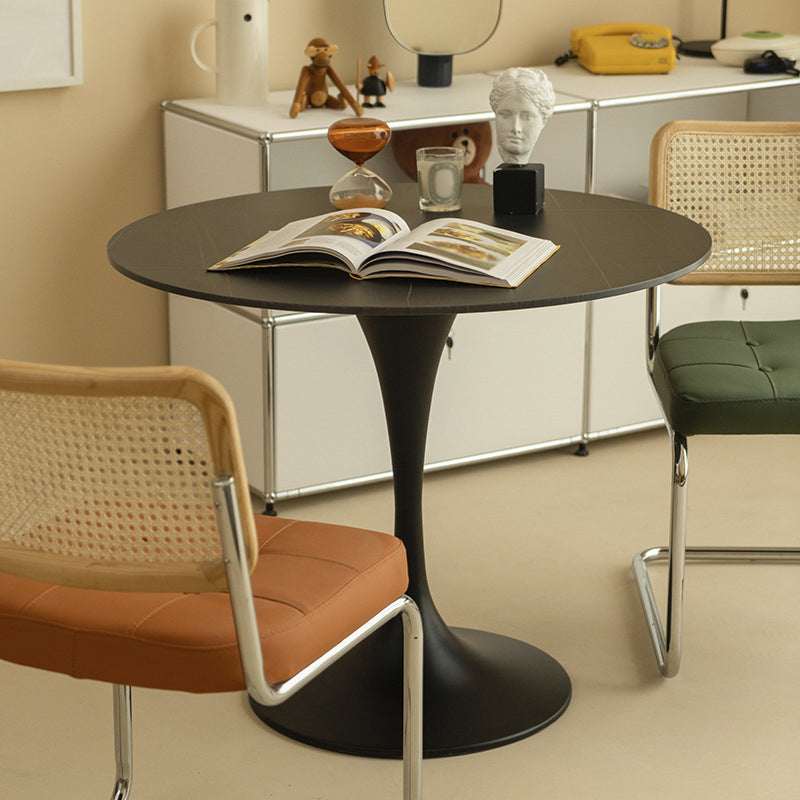 Modern Style Round Dining Table Tulip Home Table with Metal Base